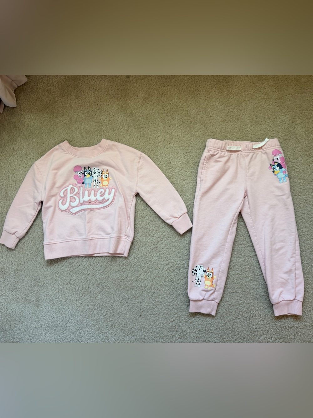 Girls Bluey matching set sweatshirt and sweatpants pink 4T